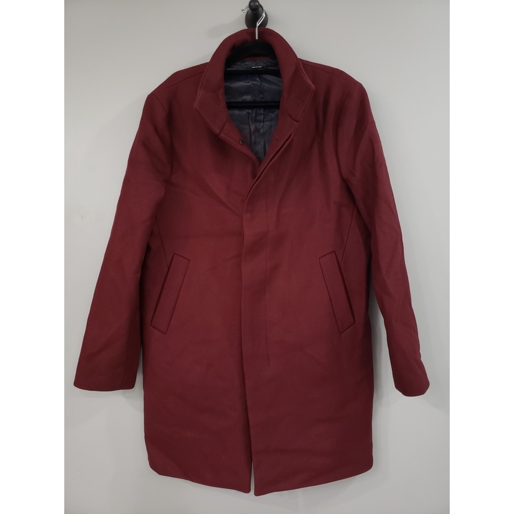 NEW SIZE 44‎ MENS WOOL BLEND Club Monaco funnel coat peacoat Wine red burgundy